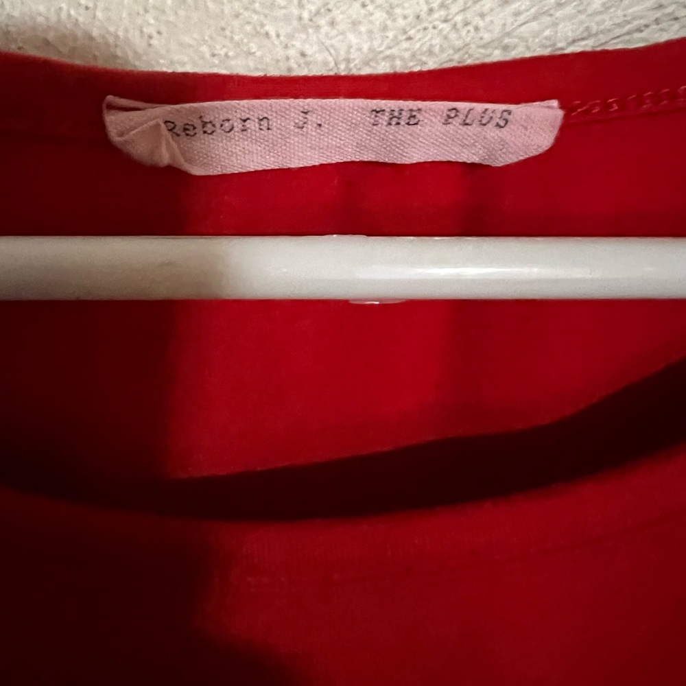 REBORN‎ J Classic Peplum Babydoll Blouse with Bell Sleeves Red Women's Size 2XL - Picture 3 of 5